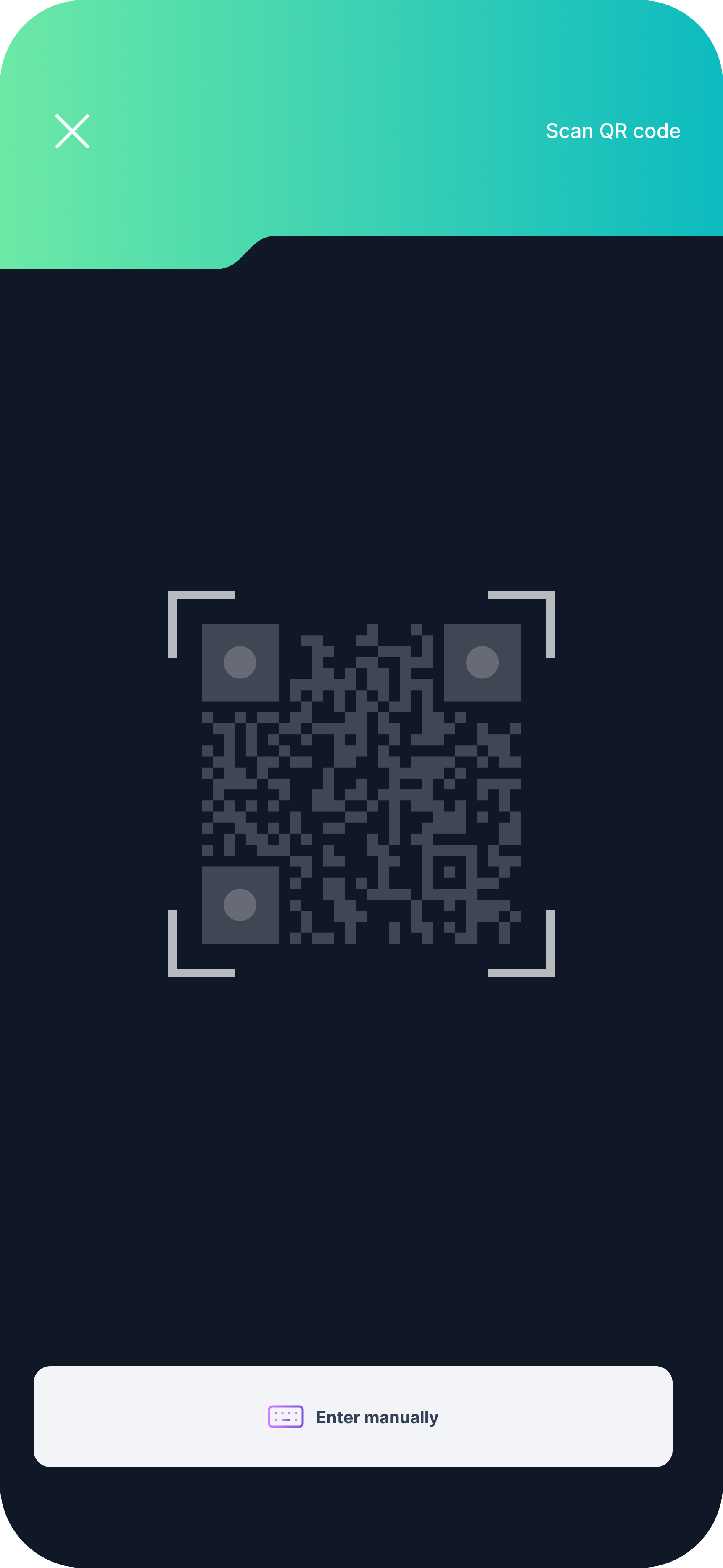 The payment screen of the app scanning a partner QR code.